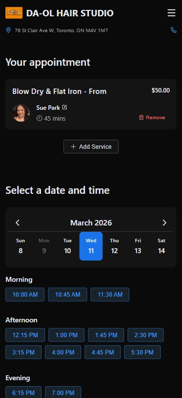 Client Booking Interface